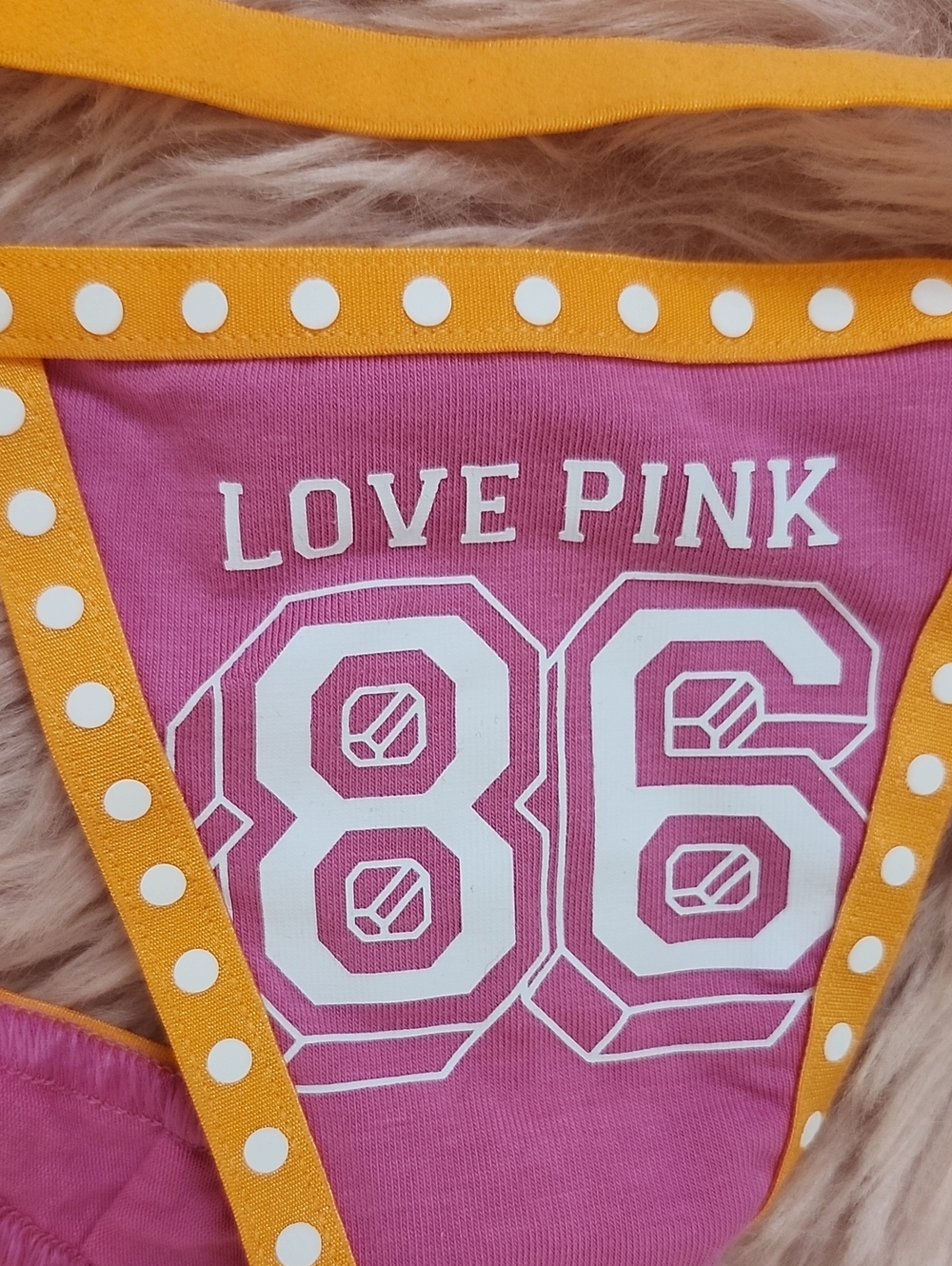 Brand New PINK Victoria's Secret NEON "LOVE PINK 86" V-STRING PANTY-S - Picture 4 of 4